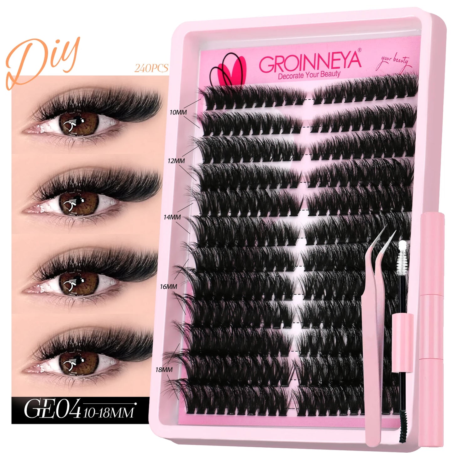 Lash Clusters Kit DIY Cluster Lash with Lash Bond & Seal Reusable Natural Looking Fluffy Eyelash Extensions Makeup