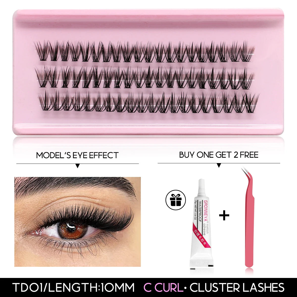 Lash Clusters Kit DIY Cluster Lash with Lash Bond & Seal Reusable Natural Looking Fluffy Eyelash Extensions Makeup