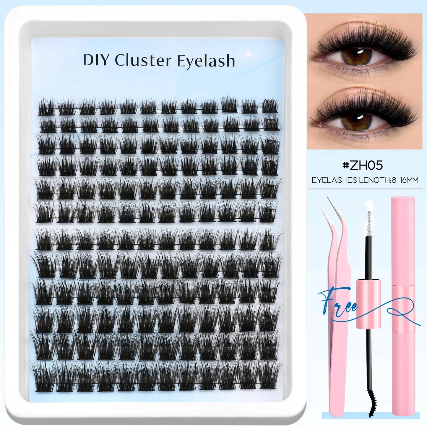 Lash Clusters Kit DIY Cluster Lash with Lash Bond & Seal Reusable Natural Looking Fluffy Eyelash Extensions Makeup