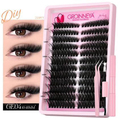 Lash Clusters Kit DIY Cluster Lash with Lash Bond & Seal Reusable Natural Looking Fluffy Eyelash Extensions Makeup