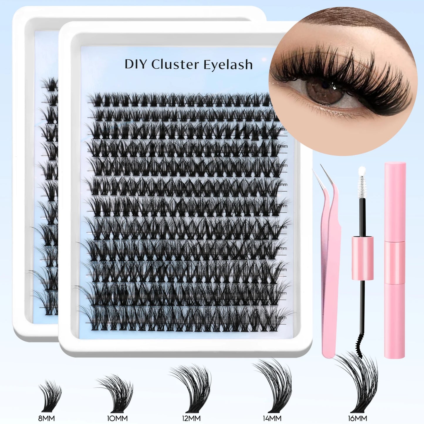 Lash Clusters Kit DIY Cluster Lash with Lash Bond & Seal Reusable Natural Looking Fluffy Eyelash Extensions Makeup